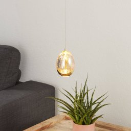 Schuller Valencia LED pendant light Rocio 1-bulb, metal, glass, gold