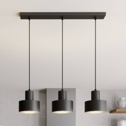 SIGMA Rif pendant light, linear, 3-bulb, black
