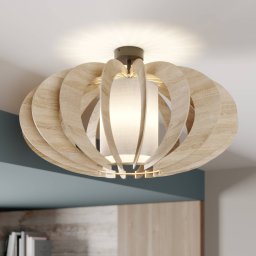 SIGMA Ceiling light Modern A L with wooden slats Ø 60 cm