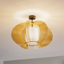 SIGMA Ceiling light Modern C M with wooden slats Ø 50 cm