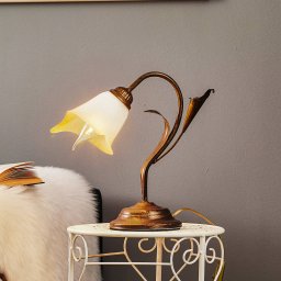 ONLI Lucrezia table lamp in bronze with flower shade