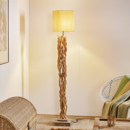 ONLI Marica floor lamp with fabric shade and wooden element