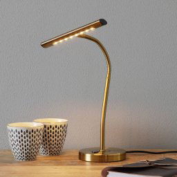 Trio Lighting Curtis flexible LED table lamp, antique brass