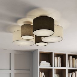 Trio Lighting Hotel ceiling light with five fabric lampshades