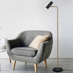Trio Lighting Marley floor lamp, black/brass, height 151 cm, metal