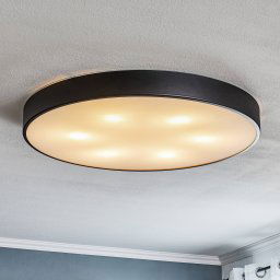 TEMAR LIGHTING Cleo ceiling lamp, glass diffuser black Ø 78 cm