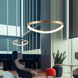 Viokef Loop LED hanging light, gold, Ø 80 cm