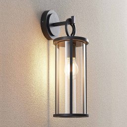 Lucande Emmeline outdoor wall light, clear, aluminium, height 45 cm