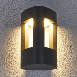 Lucande LED outdoor wall lamp Pirron, triangular, metal, IP54