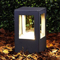 Lucande LED pedestal light Nicola, 20 cm, anthracite, IP54