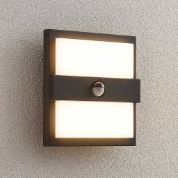 Lucande LED outdoor wall light Gylfi, 20 cm, black, sensor