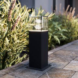 Lucande Keke pillar light, height 30 cm, anthracite, aluminium