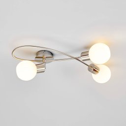 Lindby ceiling lamp Elaina, 50 cm, 3-bulb, nickel, glass, E14