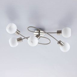 Lindby ceiling lamp Elaina, 65 cm, 5-bulb, nickel, glass, E14