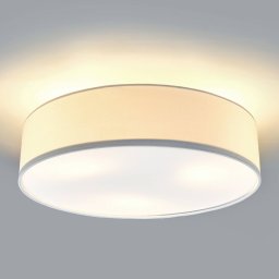 Lindby Sebatin ceiling light, Ø 50 cm, cream white, fabric, E27