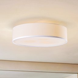 Lindby Sebatin ceiling light, Ø 50 cm, white, fabric, E27