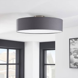 Lindby ceiling light Sebatin, Ø 50 cm, grey, fabric, E27