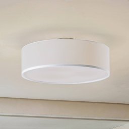 Lindby Sebatin ceiling light, Ø 40 cm, white, fabric, E27