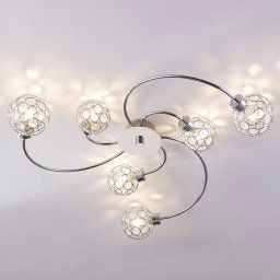 Lindby Tyron ceiling light, Ø 65 cm, chrome, glass, metal