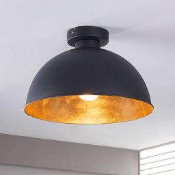 Lindby ceiling light Lya, Ø 31 cm, black-gold, metal, E27