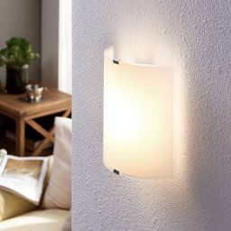Lindby LED wall light Helmi, height 21 cm, glass, semicircular