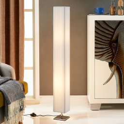 Lindby floor lamp Janno, white, textile, metal, 120cm, E27