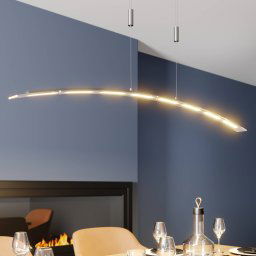 Lindby LED hanging light Manon, height adjustable, grey, metal