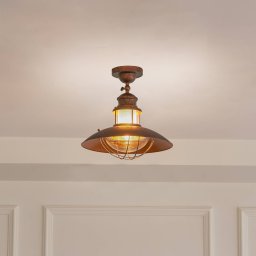 Lindby ceiling light Louisanne, brown, metal, Ø 35cm