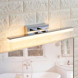 Lucande LED bathroom wall light Julie, 46cm, chrome, metal, IP44