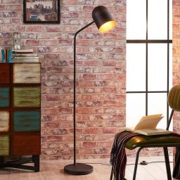 Lindby Morik floor lamp, 1-bulb, black/gold, metal