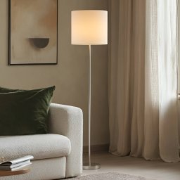 Lindby Parsa floor lamp, white, textile, height 167cm, E27