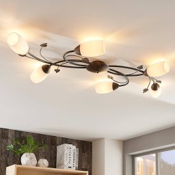 Lindby ceiling light Stefania, 6-bulb, black/gold, 68cm
