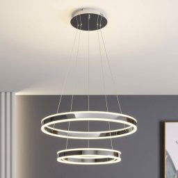 Lucande LED hanging light Lyani, 60 cm, 2-bulb, chrome, dimmable