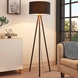 Lindby Fabric floor lamp Majken - dark grey/black