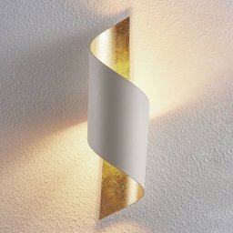 Lindby Vanni wall light, white/gold, metal, height 52cm
