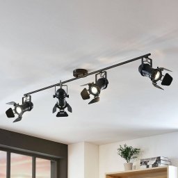 Lindby Tilen 4-bulb black ceiling downlight, metal, 125cm