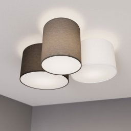 Lindby ceiling light Laurenz, 3-bulb, grey/brown, textile