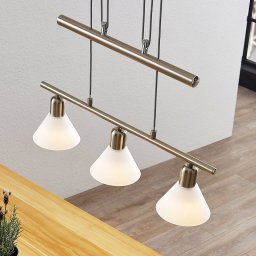 Lindby hanging light Delira, 3-bulb, nickel, height-adjustable