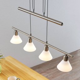 Lindby hanging light Delira, 4-bulb nickel, height-adjustable