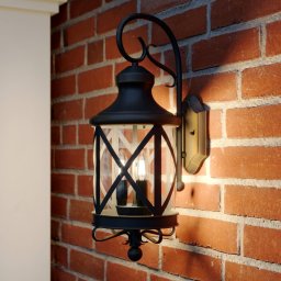 Lucande Marcellino outdoor wall light, rust, metal, glass