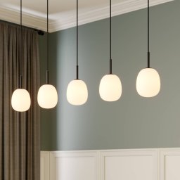 Lindby Etiena pendant light, 5-bulb, opal glass