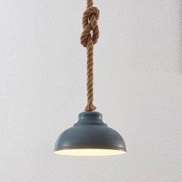 Lindby pendant light Chaby, Ø 29 cm, 1-bulb, metal, rope