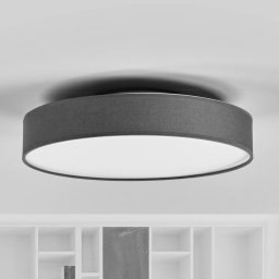 Lindby LED ceiling lamp Saira, Ø 40 cm, grey, textile