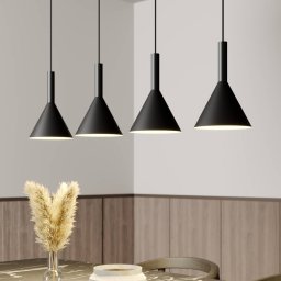Arcchio Tadej hanging light, 4-bulb, black and white, metal, E27