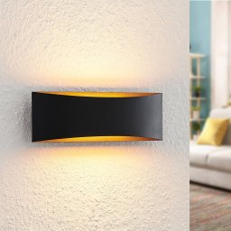 Arcchio LED wall light Jelle, 27 cm, black/gold, up/down