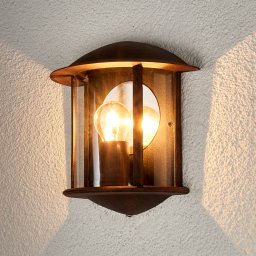 Lindby outdoor wall light Maelis, rust brown, metal, 27cm, E27