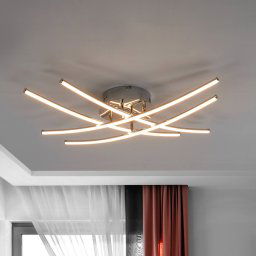 Lindby LED ceiling lamp Yael, chrome-coloured, metal, 67 cm long