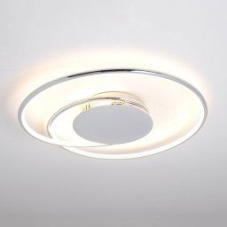 Lindby Joline LED ceiling lamp, Ø 46 cm, chrome-coloured, metal