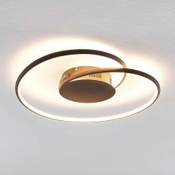 Lindby Joline LED ceiling lamp, Ø 45 cm, rust brown, metal