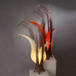 Woru Bunga table lamp with a floral form, orange
